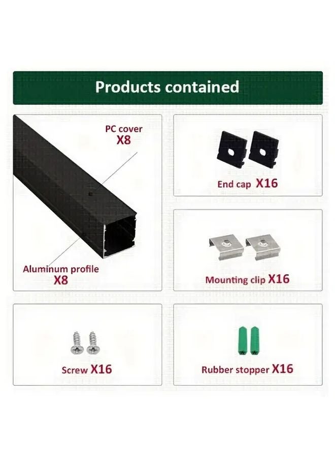 Black Aluminum U Shaped LED Channel System With Black Diffuser Cover 1 Meter - Image 3