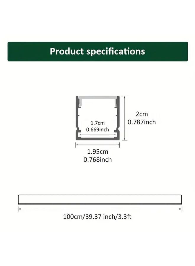 Black Aluminum U Shaped LED Channel System With Black Diffuser Cover 1 Meter - Image 4