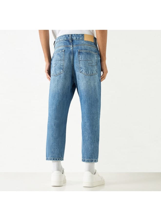 Lee Cooper Lee Cooper Solid Relaxed Fit Jeans with Button Closure  - Image 3