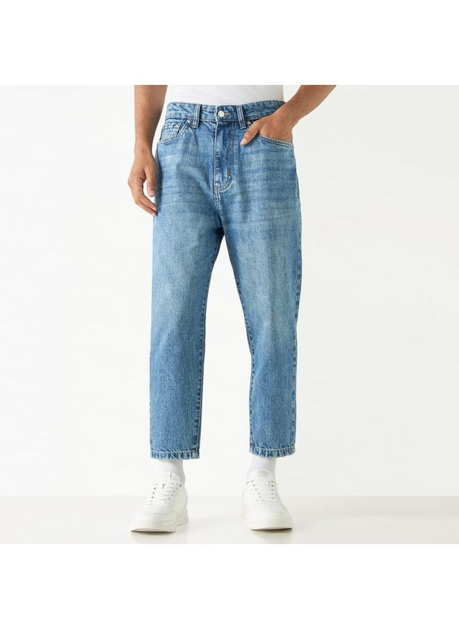 Lee Cooper Lee Cooper Solid Relaxed Fit Jeans with Button Closure  - Image 1