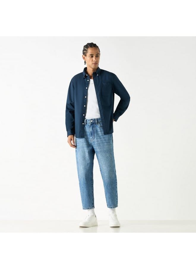 Lee Cooper Lee Cooper Solid Relaxed Fit Jeans with Button Closure  - Image 2