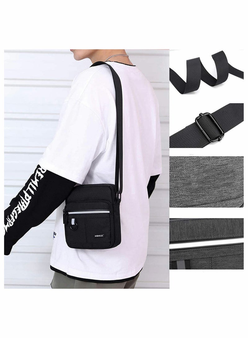 Men's Versatile Canvas Crossbody Bag with Multiple Pockets for Travel, School, and Office - Stylish Messenger for Mobile Phones and Essentials - Image 4