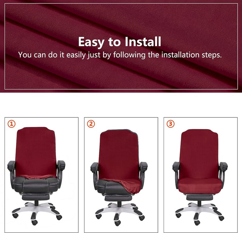 SARAFLORA Office Chair Cover - Medium, Burgundy - Removable Computer Chair Protector With Zipper for Universal Rotating Desk Chair - Washable Seat Cover for Pets - Image 5