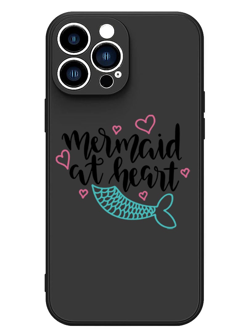 Theodor Protective Slim Fit Case Liquid Silicone Cover with Full Body Protection Anti-Scratch Shockproof Case For iPhone 15 Pro Black - Mermaid at heart - Image 1