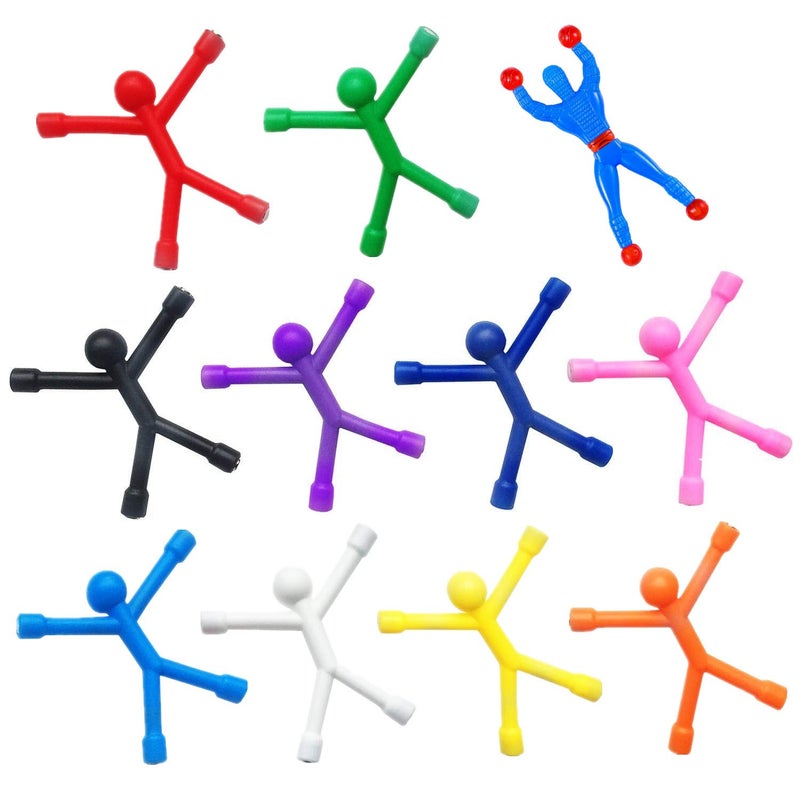Refrigerator Magnets Mini Man Fridge Magnets Rubber Magnet Magnetic for Kids and Adults Office Fun Decoration Desk with 1 Sticky Men Wall Climber Random Color 11