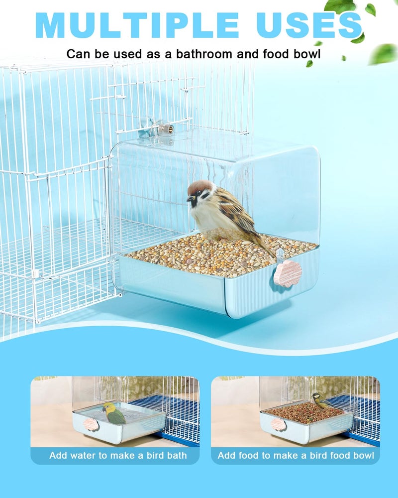 KINFAVOU Hanging Bird Bath for Cage, 3 in 1 Multifunction Bird Bath/Bowl/House, Bird Cage Accessories Suitable for Small to Medium Birds Parakeet, African Grey, Conure, Cockatiel(6.8X6.8X6.8 inch Turquoise) - Image 5