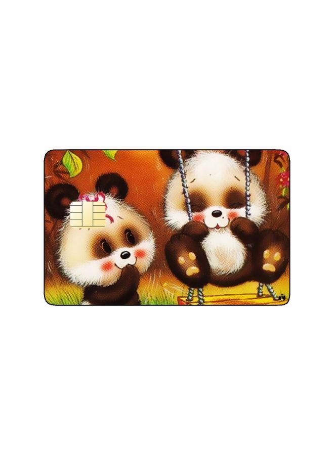 RKN PRINTED BANK CARD STICKER Cute Pandas Drawing On Swing - Image 2