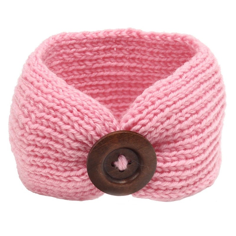 QandSweet Baby Turban Head Wrap Headbands Girl Knitting Button Hairbands - Image 4