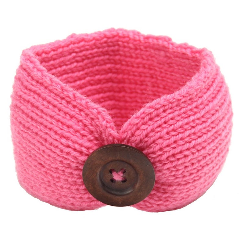 QandSweet Baby Turban Head Wrap Headbands Girl Knitting Button Hairbands - Image 5