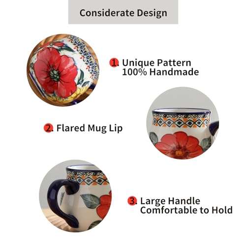ALMA 12oz Handpainted Coffee Mug-Microwavable,Ceramic Sunflower Mug for Coffee/Tea lovers(Sunflower,Medium) - Image 4