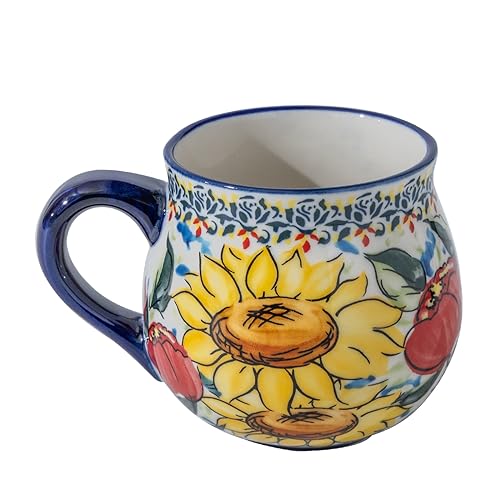 ALMA 12oz Handpainted Coffee Mug-Microwavable,Ceramic Sunflower Mug for Coffee/Tea lovers(Sunflower,Medium) - Image 1