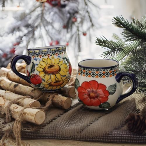 ALMA 12oz Handpainted Coffee Mug-Microwavable,Ceramic Sunflower Mug for Coffee/Tea lovers(Sunflower,Medium) - Image 2
