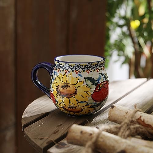 ALMA 12oz Handpainted Coffee Mug-Microwavable,Ceramic Sunflower Mug for Coffee/Tea lovers(Sunflower,Medium) - Image 3