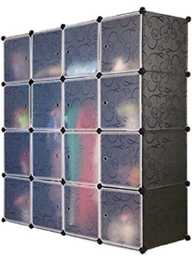 رف أحذية 16 مكعب DIY، وحدة درج تخزين متعددة الاستخدامات، منظم بلاستيكي مع أبواب - Image 3