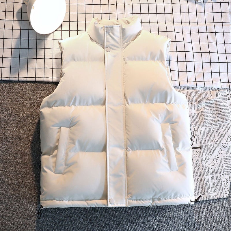Men'S And Women'S Down Cotton Vest Men'S Casual Fashionable Vertical Collar Thickened Warm Sleeveless Vest Vest - Image 3