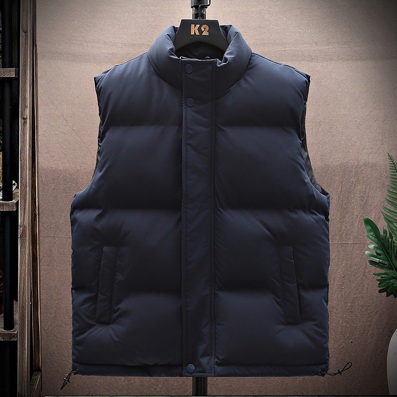 Men'S And Women'S Down Cotton Vest Men'S Casual Fashionable Vertical Collar Thickened Warm Sleeveless Vest Vest - Image 1