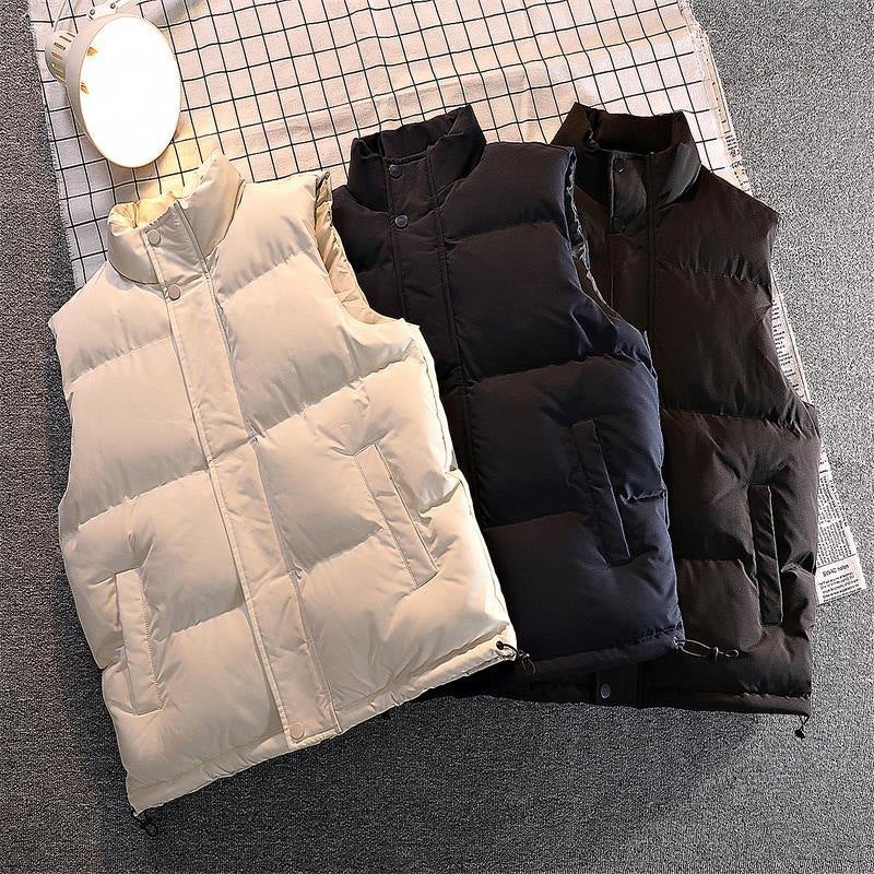 Men'S And Women'S Down Cotton Vest Men'S Casual Fashionable Vertical Collar Thickened Warm Sleeveless Vest Vest - Image 2
