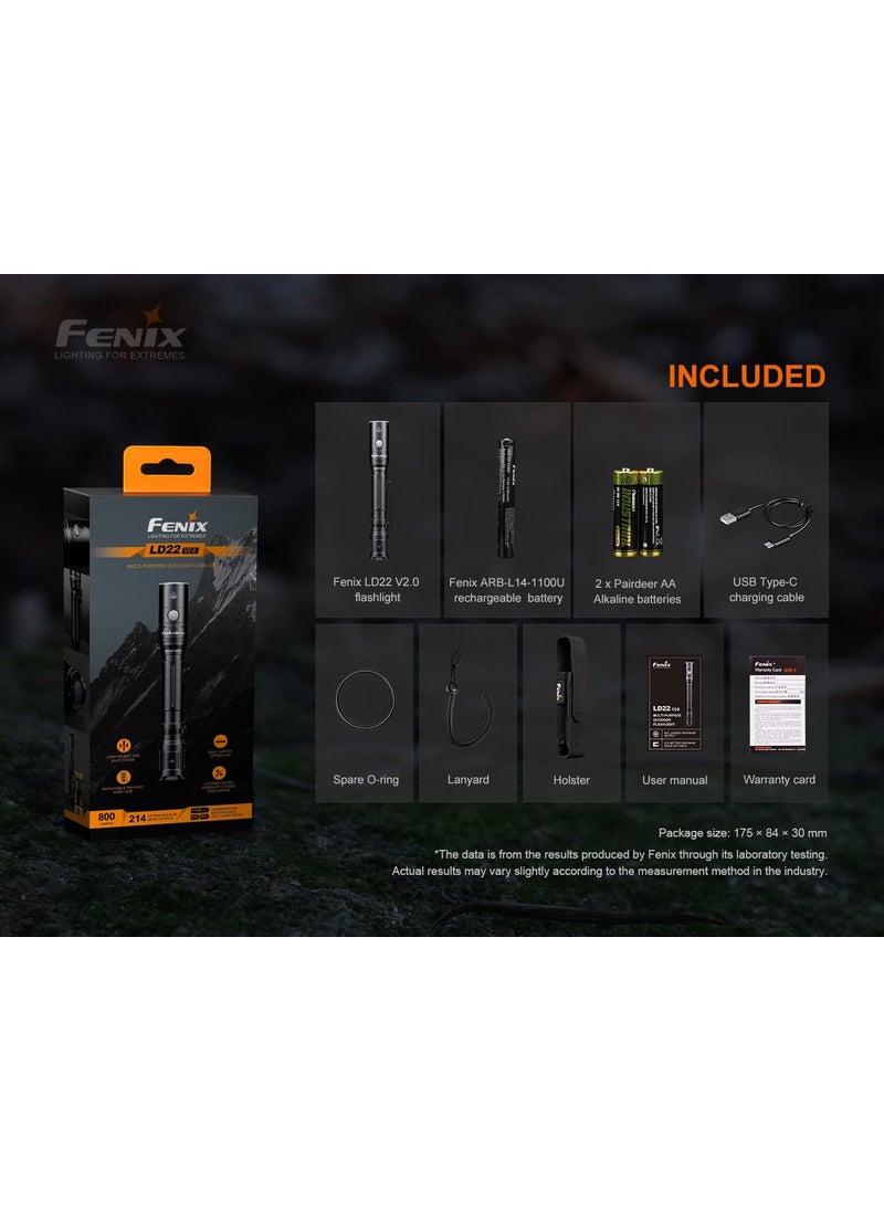 fenix FENIX LD22 v20 800 Lumen Penlight Sized Flashlight Schwarz  - Image 5