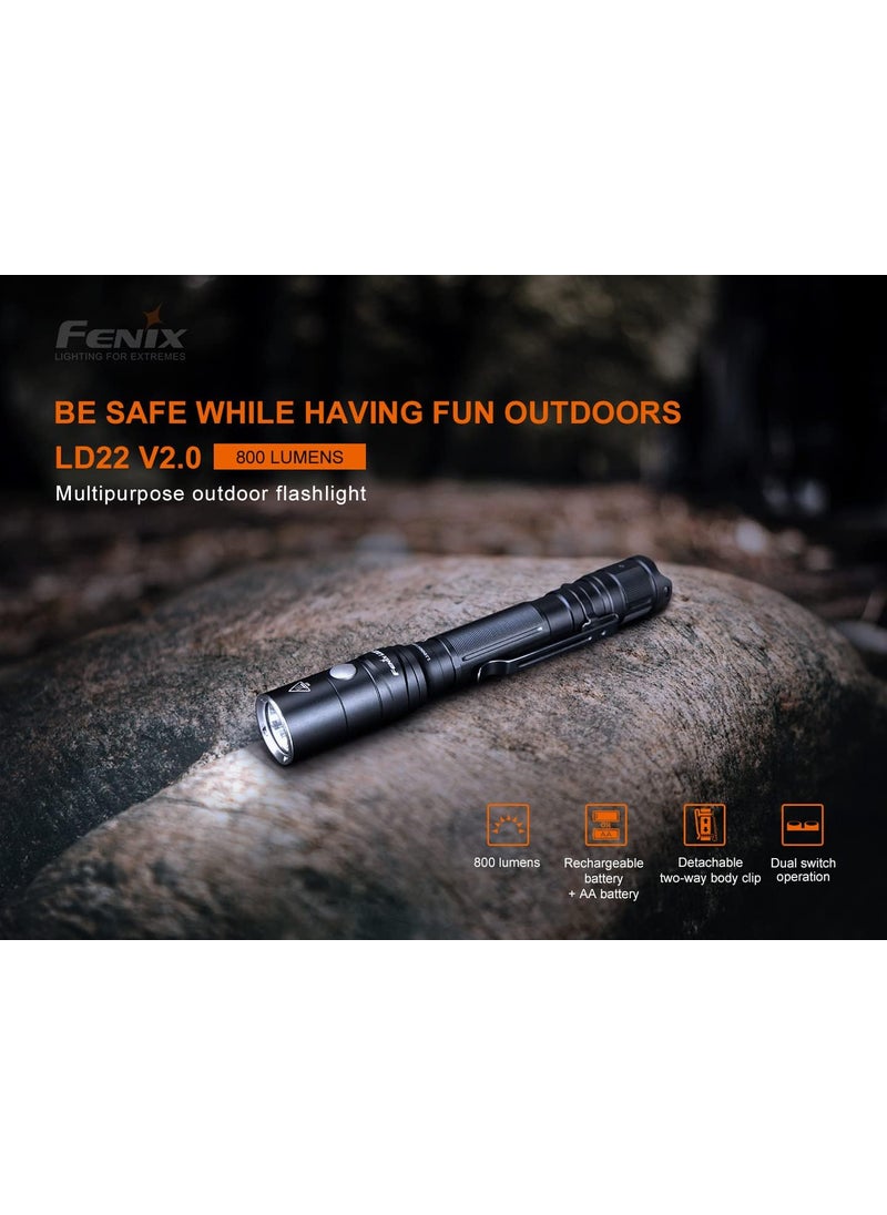 fenix FENIX LD22 v20 800 Lumen Penlight Sized Flashlight Schwarz  - Image 2