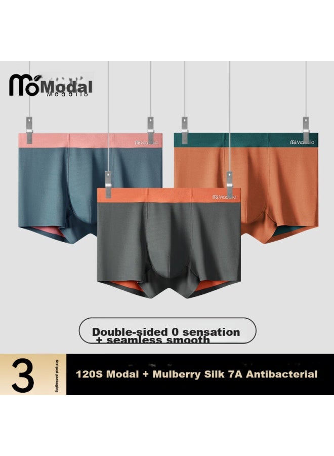 Madallo Modal High-quality Double-sided Men's Underwear, 120s Modal Silk Antibacterial Crotch Ice Silk Boxer Briefs, Large Size Underpants - Image 2