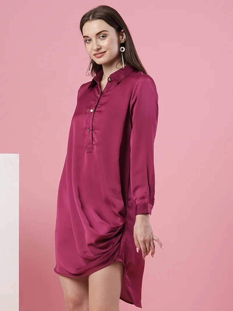 globus Women Satin Asymmetric Shirt Dress