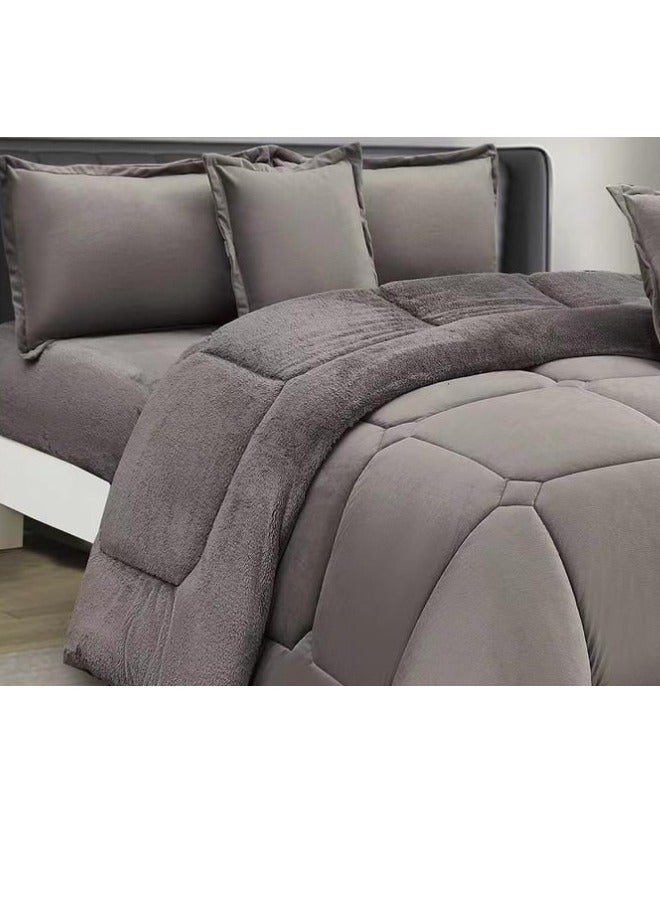 مينج لي مفرش سرير شتوي نفر واحد 4 قطع وجهين وجه مخمل وجه فرو مقاس 170x220 سم - Image 2