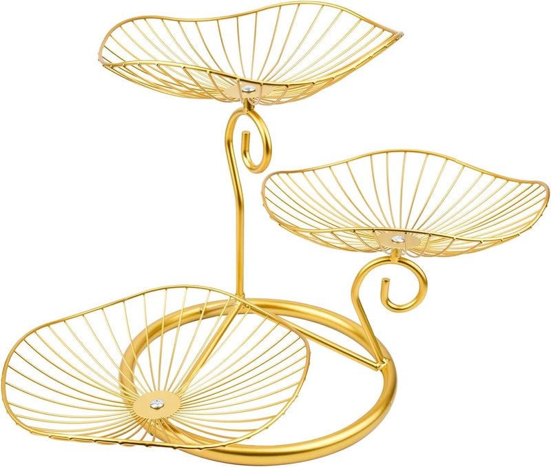 CUKE2BEET 3 Tier Fruit Basket Multi Tier Fruit Holder Countertop Fruit Basket Fruit Bowls Stand for Fruit Vegetable Gold - Image 1