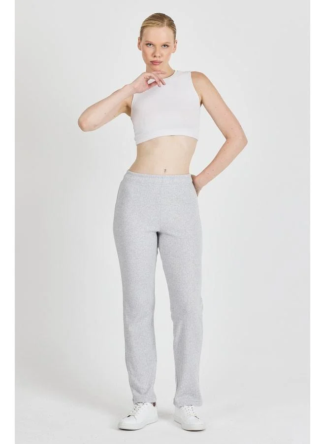 Women's Gray High-Waist Fitted Loose-Fit Daily Thin Sweatpants Pajama.