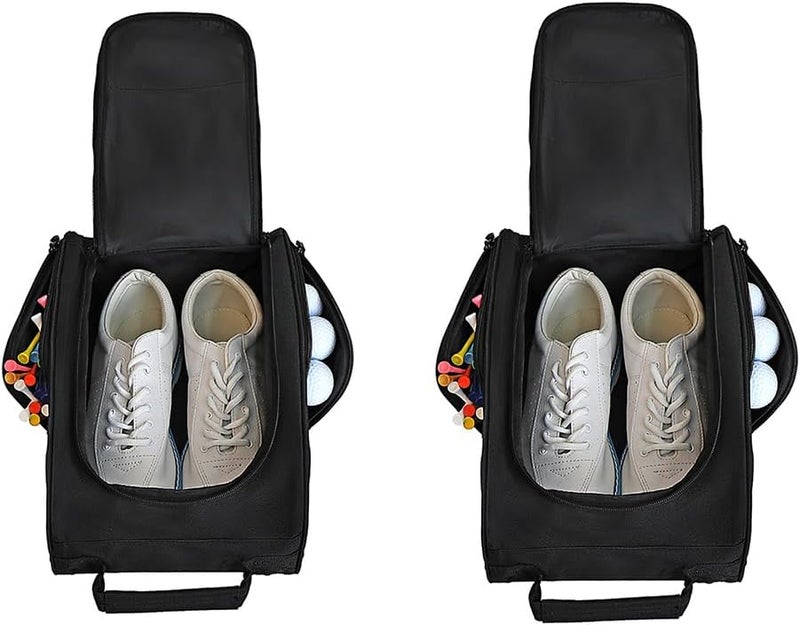 Goloni 2 Pcs Golf Shoe Bag Men Women Padded Travel Shoe Bag Sport Shoe Carrier Bags with Side Accessory Pockets for Socks, Tees, Golf Balls (Black) - Image 1