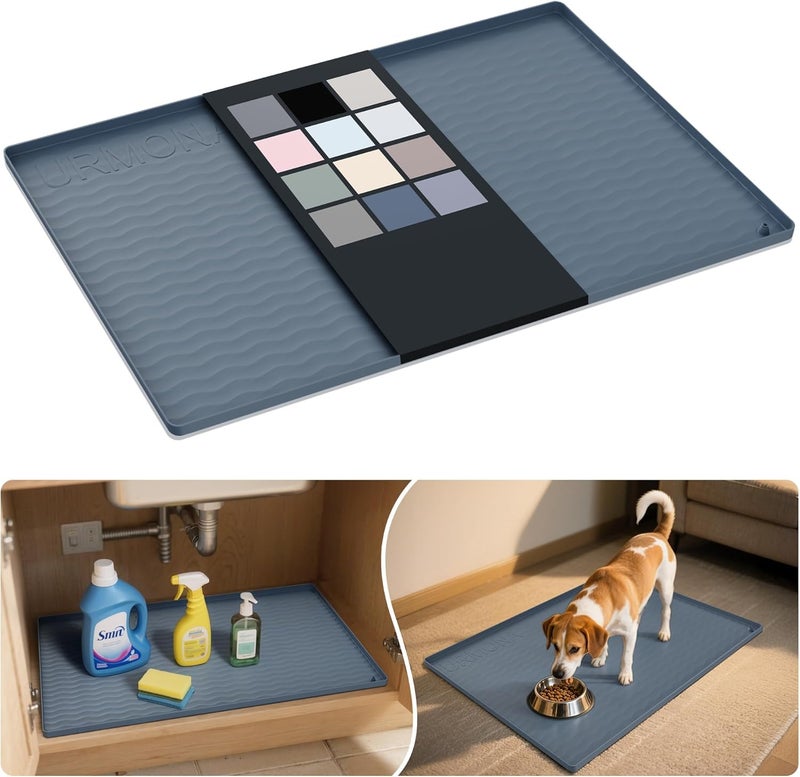 URMONA Waterproof Silicone Under Sink Mat Shelf Liner for Kitchen and Bathroom, Cabinet and Counter Protector, Storage & Organizers, Litter Mat(Dark Grey,48 W x 78 L cm) - Image 1