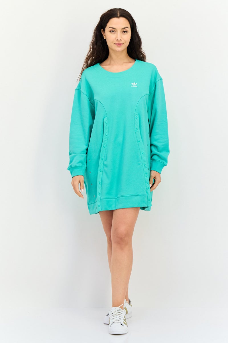 adidas Originals Women Sportswear Fit Long Sleeves Outdoor Sweater Dress, Green - Image 4