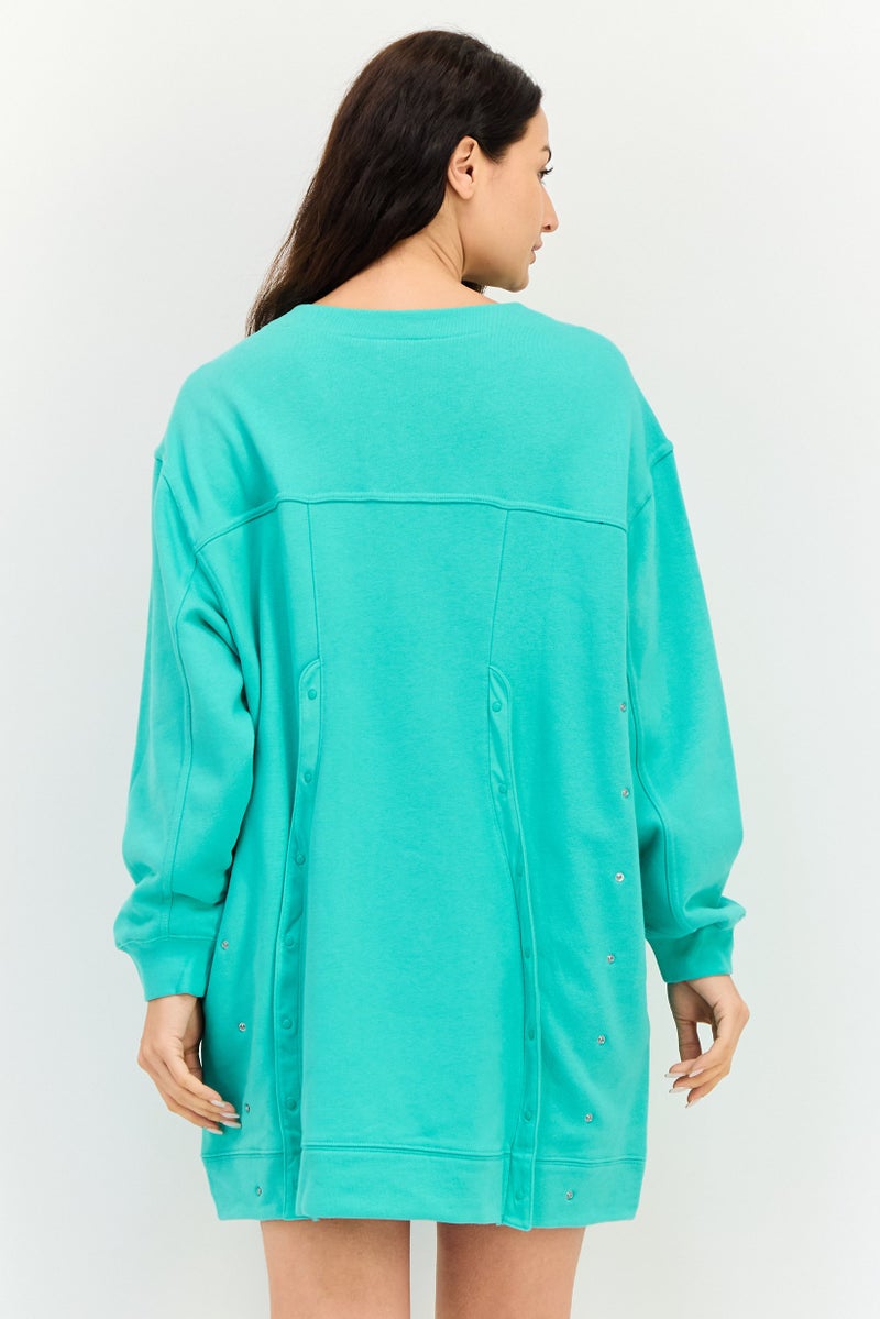adidas Originals Women Sportswear Fit Long Sleeves Outdoor Sweater Dress, Green - Image 3