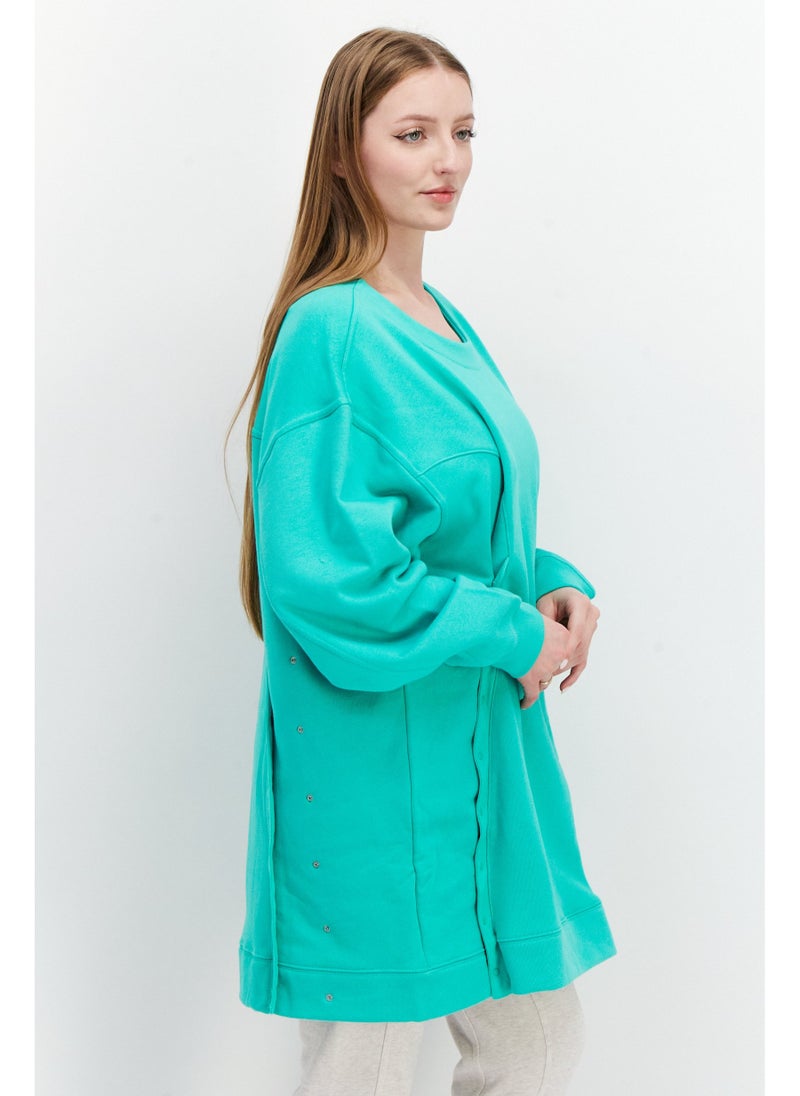 adidas Originals Women Sportswear Fit Long Sleeves Outdoor Sweater Dress, Green - Image 5