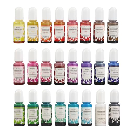 Miraclekoo 24 Colors Epoxy UV Resin Color Pigment Liquid Epoxy Resin Dye Colorant,10ml Each,Transparent - Image 1