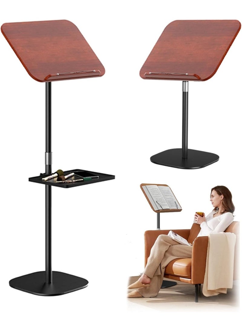 Arabest Standing Desk, Adjustable Book Stand, Standing Desk, Height Adjustable, 80-130 cm, Movable Computer Desk, Mobile Music Stand, Table Projector Stand, Portable Podium Stand for School, Office, Church - Image 1
