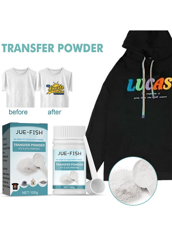 JUE-FISH DTF Powder White Digital Transfer Hot Melt Adhesive DTG Pretreat Powder DTF And DTG Printer DTF Hot Melt Adhesive Powder For All DTF Printers On All Fabric Include T Shirt Jeans Cotton Textile  - Image 2