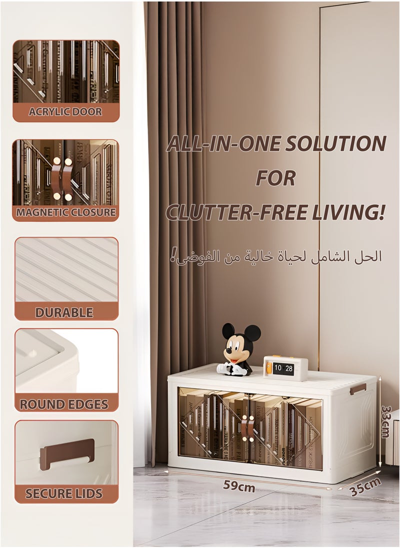Toshionics Portable Baby’s Wardrobe Closet Organizer with Rolling Wheels Double Door Lock Foldable Collapsible Plastic Storage Bin Dresser Cabinet Children and Infants Multi-Layer Clothes Cupboard Armoire Toddler Closet Organizer for Home Nursery Bedroom Playroom Toys  - Image 2