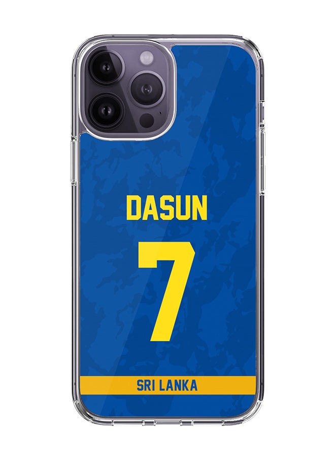 Stylizedd Classic Clear Case for iPhone 14 Pro Max , Hybrid Soft Case Transparent Cover - Player Name - Dasun Shanaka, Jersey Number- 7 