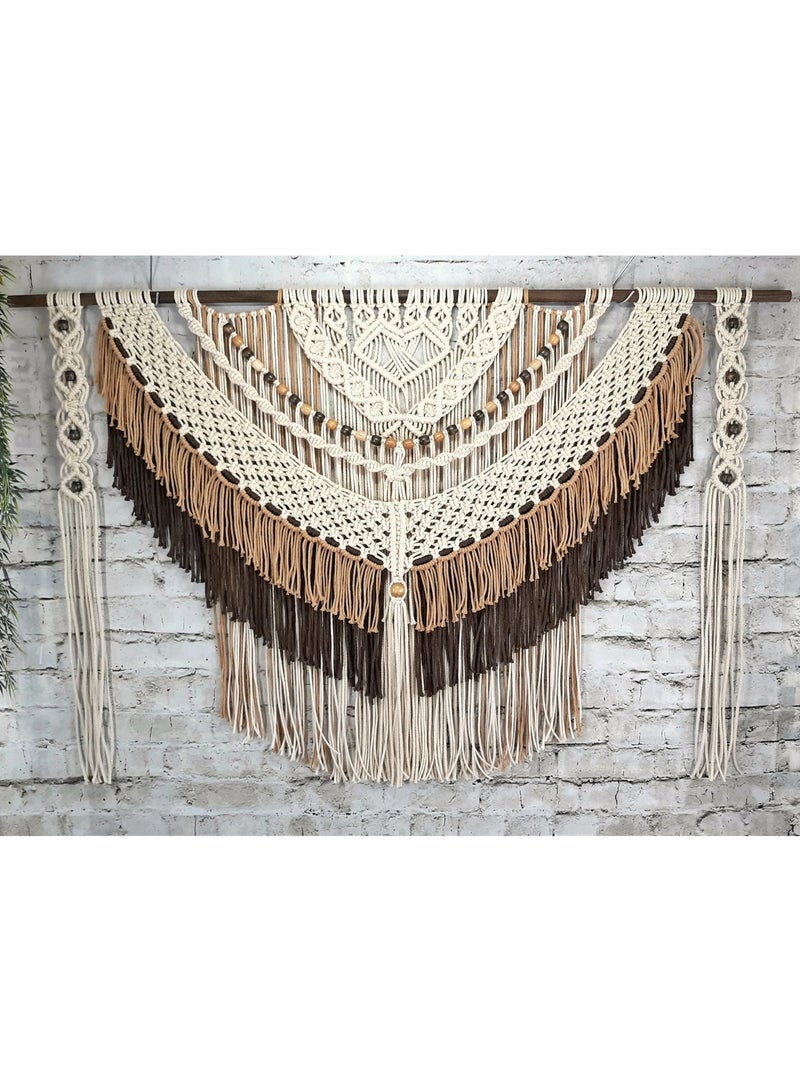Antikiano An elegant handmade macrame piece, carefully crafted from natural cotton threads. It combines simplicity and beauty in a modern bohemian design. Featuring balanced knots and fine details, it adds a unique artistic touch to any space. Perfect for decorating walls in bedrooms, living rooms, or hallways, and also makes a special gift for lovers of handmade decor and boho style. - Image 1