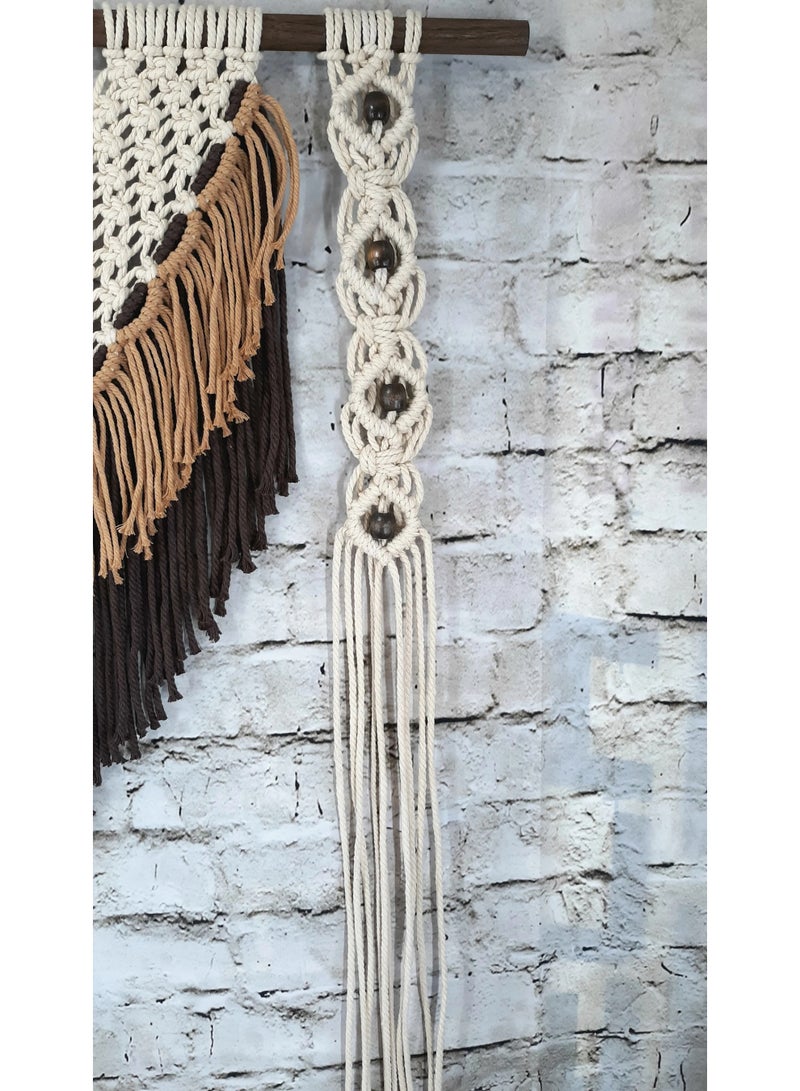 Antikiano An elegant handmade macrame piece, carefully crafted from natural cotton threads. It combines simplicity and beauty in a modern bohemian design. Featuring balanced knots and fine details, it adds a unique artistic touch to any space. Perfect for decorating walls in bedrooms, living rooms, or hallways, and also makes a special gift for lovers of handmade decor and boho style. - Image 4