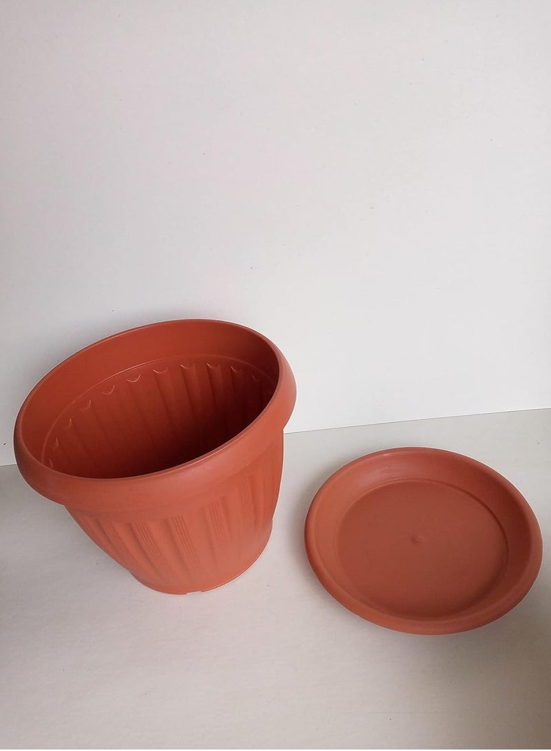 Generic Planter Plastic Round Pot, Brown , 18cm - Image 3