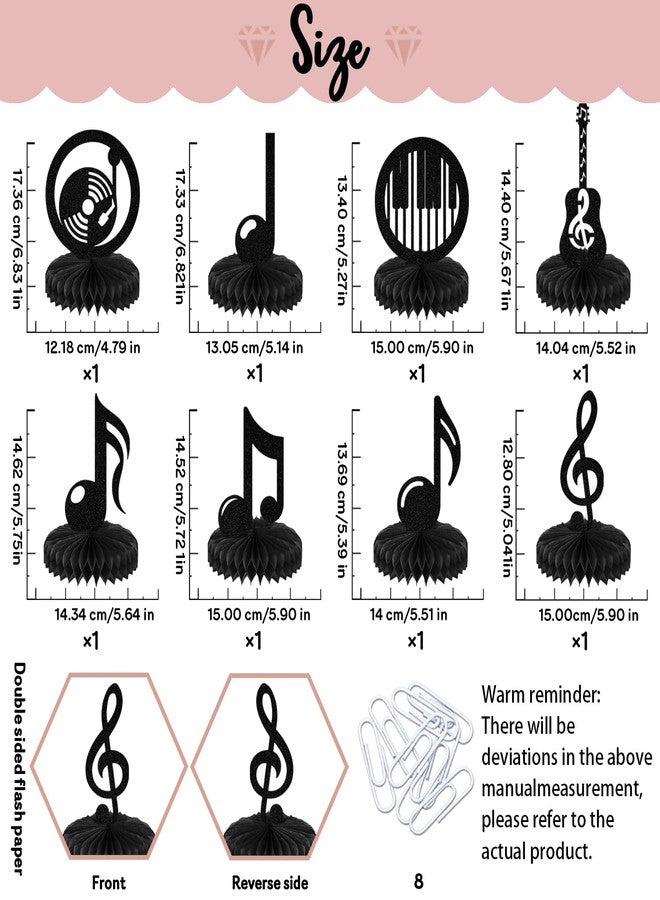 WFKLDF 8 Pcs Music Party Honeycomb Centerpieces Music Centerpieces for Table Music Themed Party Decorations Music Note Decor Music Party Decor Supplies - Image 2