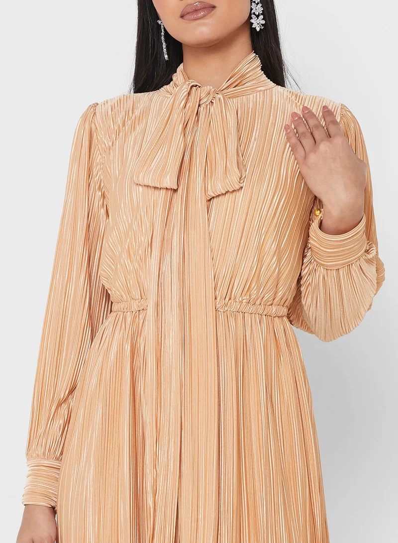 SIVVI for HANIYA Pleated Neck-Tie Dress