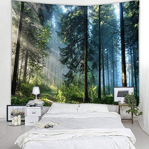 Llamazing Forest Tapestry Home Decor Landscape Tapestry Living Room Bedroom Decoration Magic Curtain (Morning Forest, 60''L×51''W) - Image 2