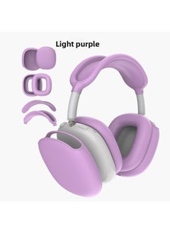 Suitable For Silicone Transparent Shell Apple AirPods Max Headset Shell Anti-collision Three-piece Set-Color:light Purple Four-piece Set-Model:Airpodsmax Protective Sleeve