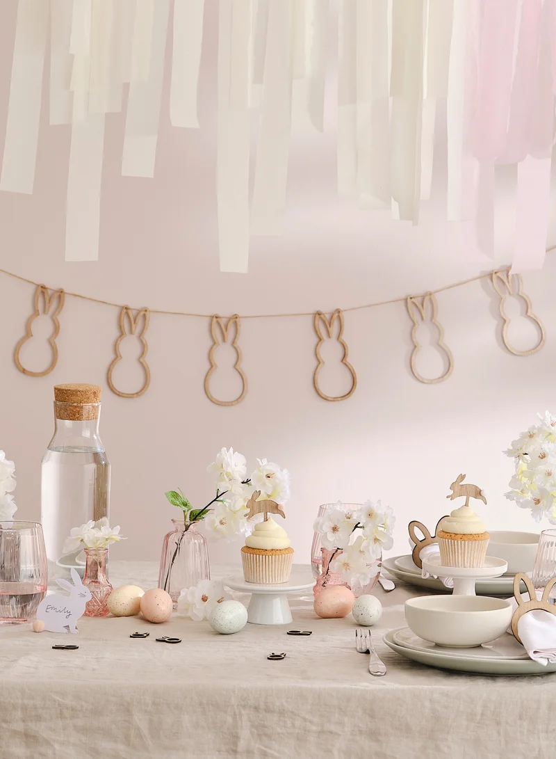 جينجر راي Easter Bunting - Bunny Silhouette - Wooden