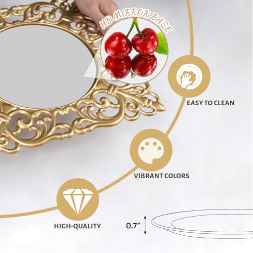 MAONAME 12" Gold Charger Plates Set of 12, Mirror Charger for Dinner Plates, Plastic Plate Chargers with Embossed Rims, Square Chargers for Table Setting, Wedding - Image 3