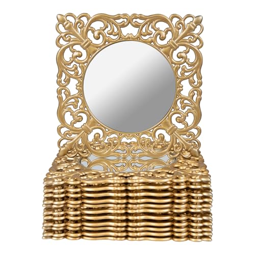 MAONAME 12" Gold Charger Plates Set of 12, Mirror Charger for Dinner Plates, Plastic Plate Chargers with Embossed Rims, Square Chargers for Table Setting, Wedding - Image 1