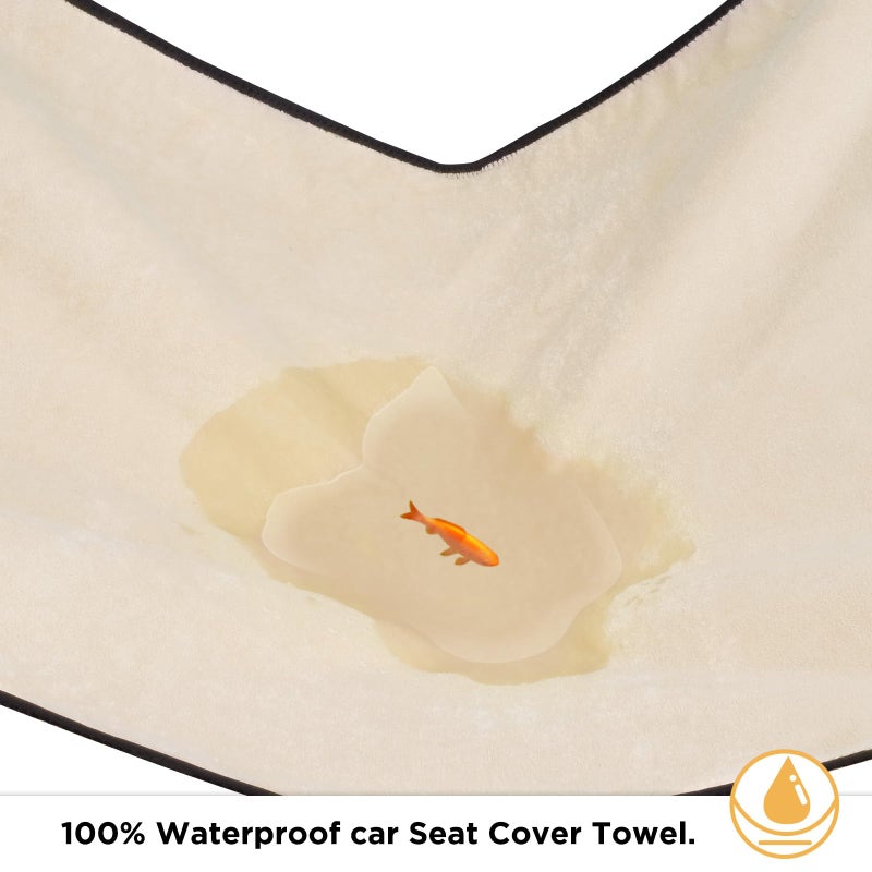 DREAMANIA Waterproof Seat Cover Towel, 2PCS Premium Sweat Carseat Protector, Perfect for Universal Anti-Slip Car Truck SUV Seat, Great for Surfing Yoga Gym Workout, Tan - Image 5