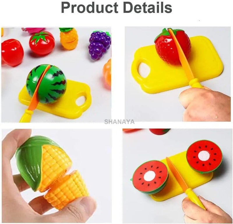 SHANAYA Sliceable Cutting Vegetables Pretend Play Set Toy with Cutting Board and Knife for Kids, Girls, Boys - Multicolor Random Vegetables - 9 Pieces Set - Image 3